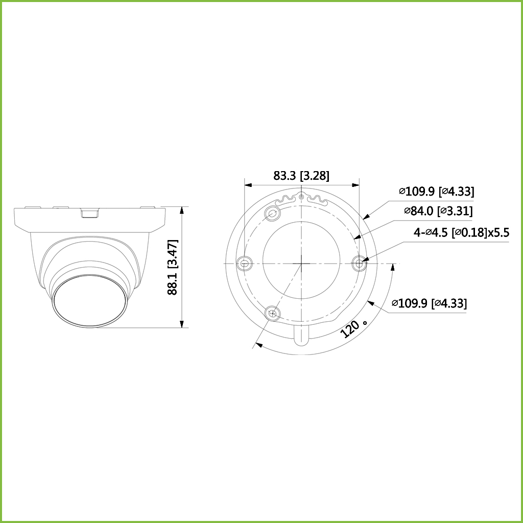 Domo HDCVI 4EN1 2M 1080P WDR Starlight IR30m 2.8mm IP67 Quick-to-install. Color Negro