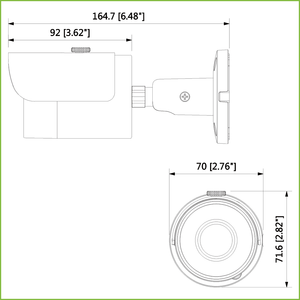 Tubular HDCVI 2M 1080P DN ICR IR30m 0Lux 3.6mm IP67