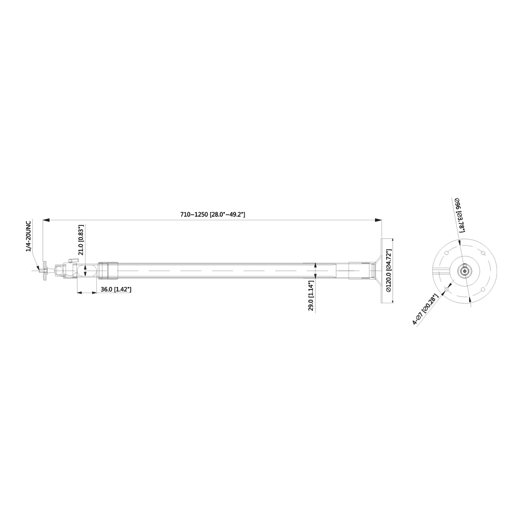 Soporte de montaje en techo, ajustable de aluminio