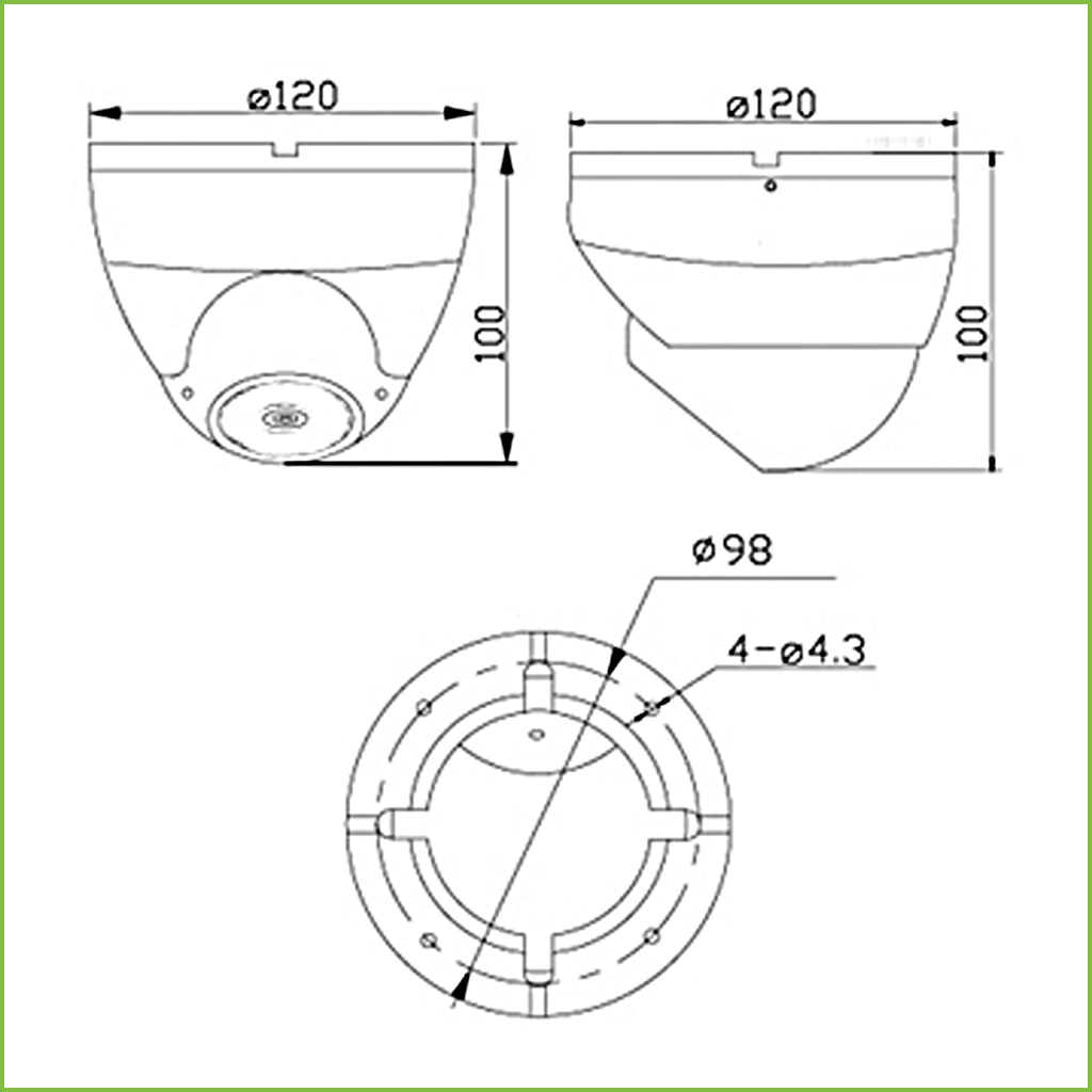 Domo HDCVI 2M 1080P DN ICR 0.00001Lux 5.5mm IP66