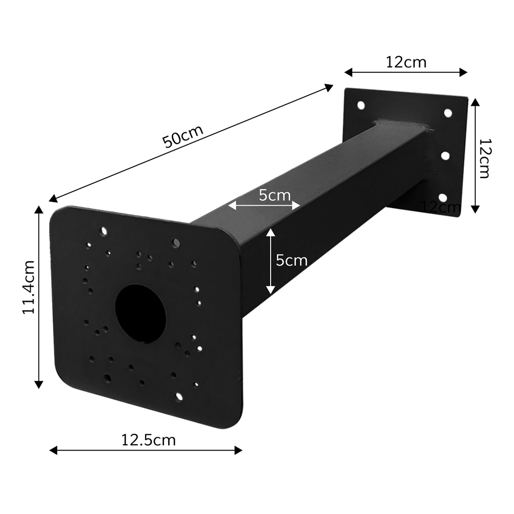 Soporte de 500mm para instalación de camara bullet en báculo de 6m de color negro