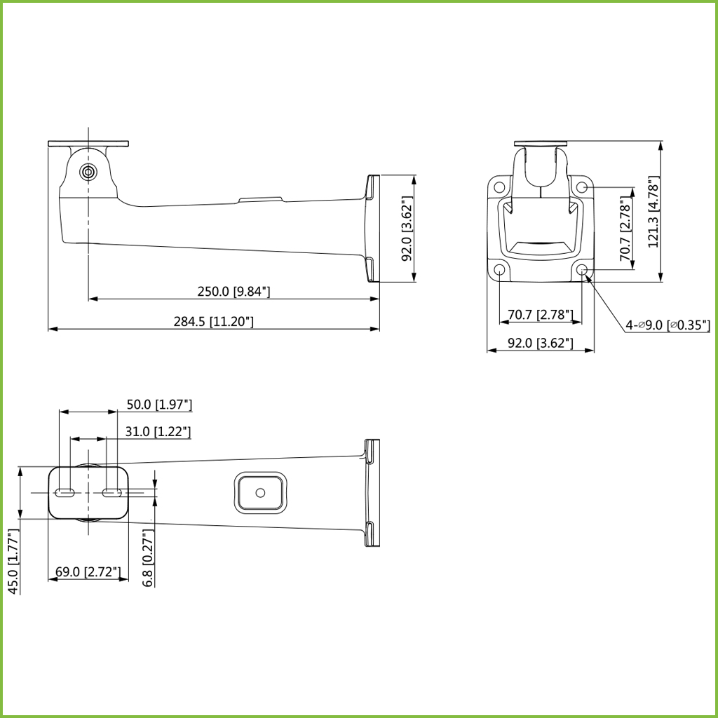 Soporte pared pasa-cable para carcasas de la serie PFH610V