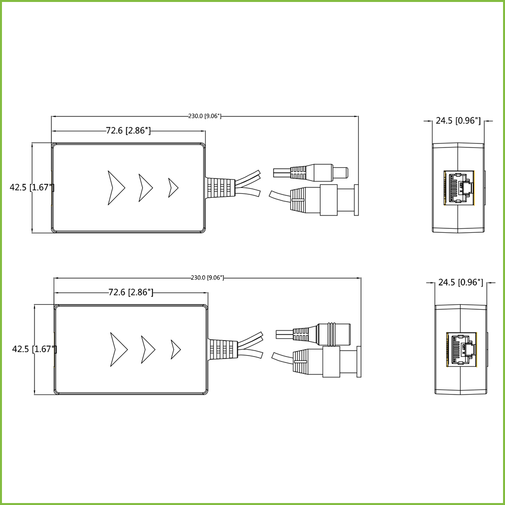 Kit Conversor UTP Vídeo+Alimentación Larga Distancia para HDCVI/TVI/AHD hasta 4MP con RJ45 (2 uds)