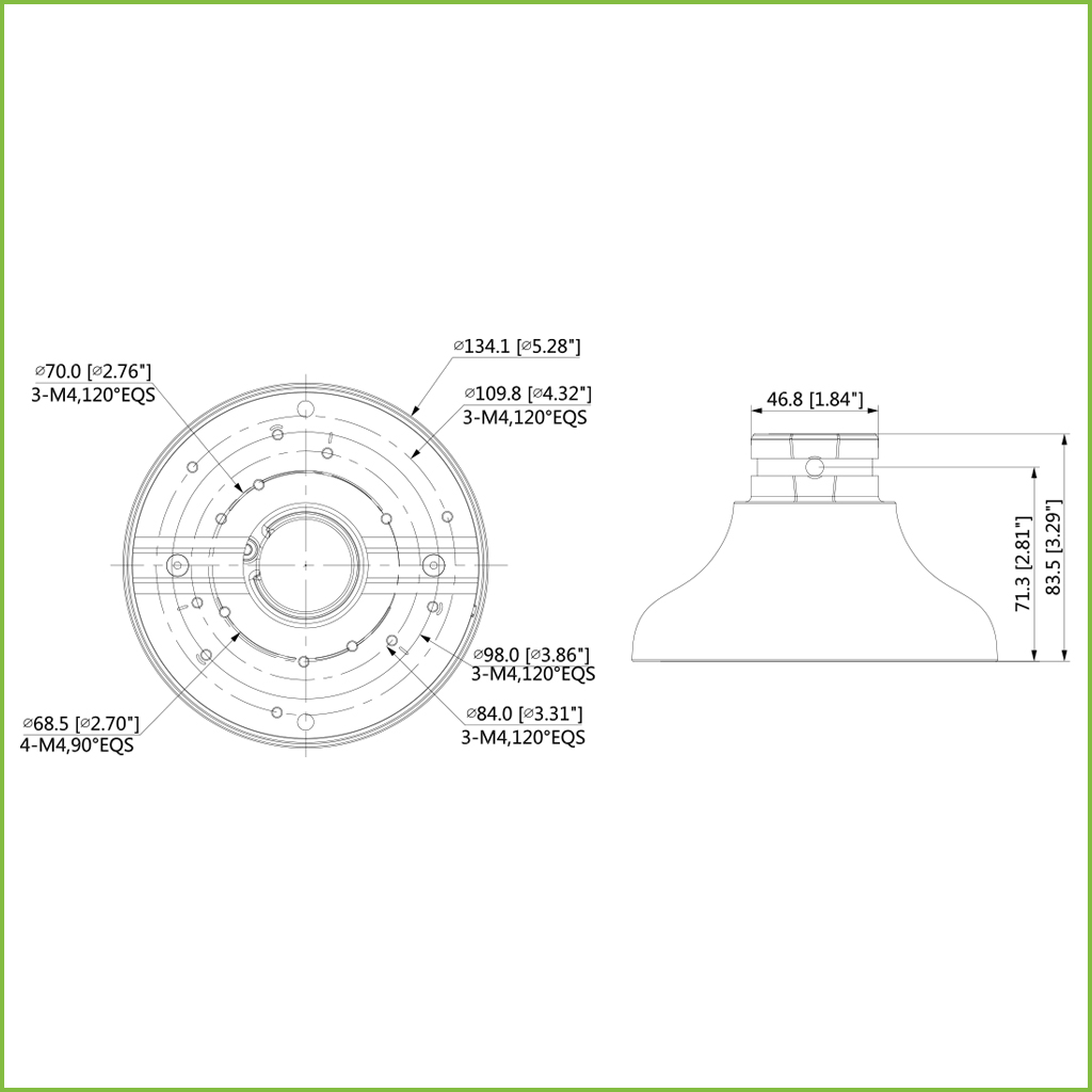 Adaptador de montura para HDBWxxExx, HDBWxxRxx, HDWxxTLxx, HDWxxLxx