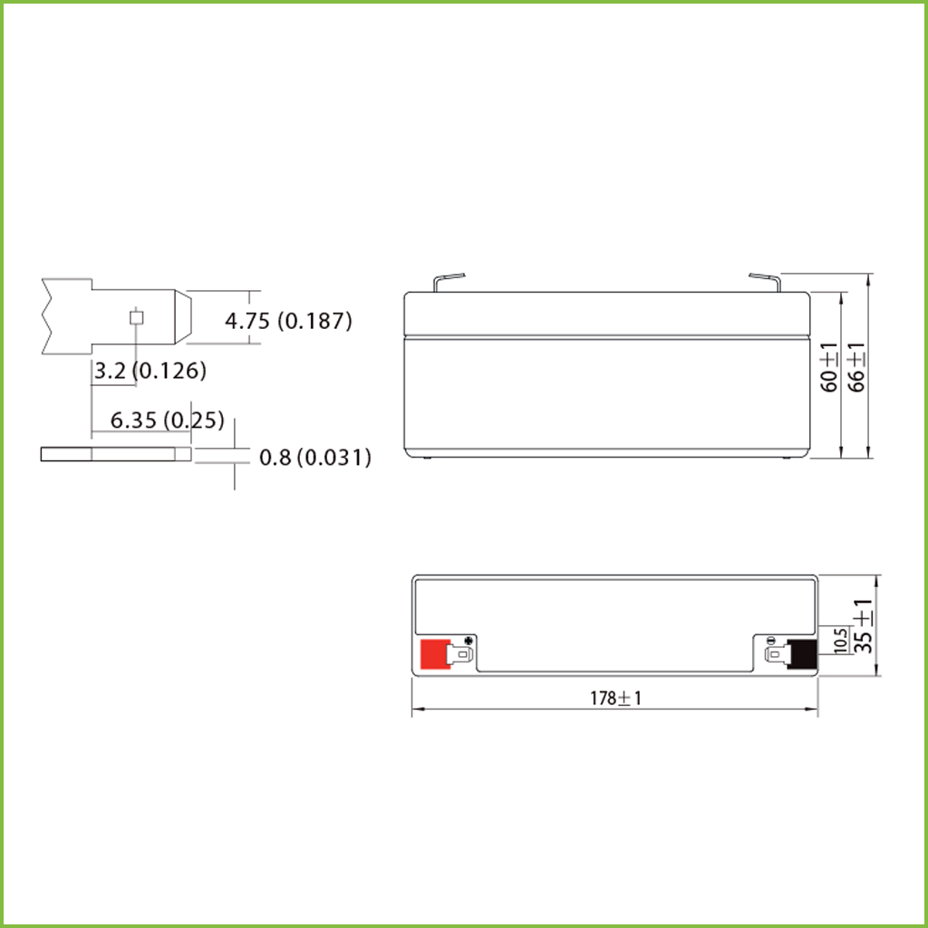 Batería de plomo AGM 12V-2.2Ah